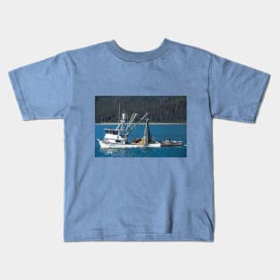 USA. Alaska. Catching Fish is a Hard Labor. Kids T-Shirt